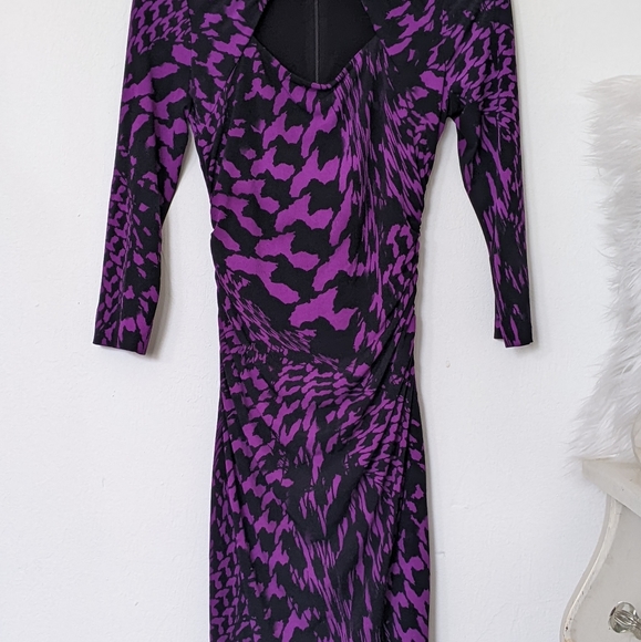 Caché Women's slightly Ruched Dress 3/4 Sleeve d ze 4 - Picture 3 of 10